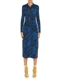 Azure Wave Shirt Dress In Blue