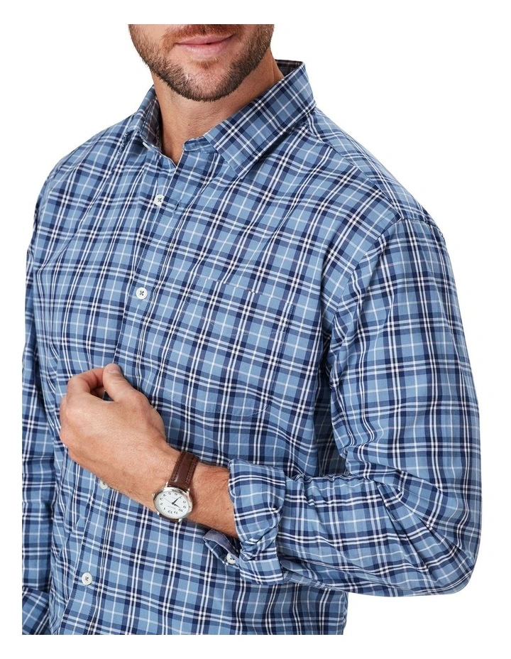 Casual Plaid Check Long Sleeve Shirt In Blue 5 Casual Plaid Check Long Sleeve Shirt In Blue - Image 3