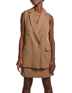 Y.A.S Louis Sleeveless Waist Coat In Beige