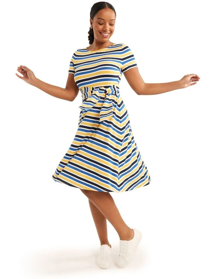 Riviera Stripe Jersey Dress In Ivory/Multi 3 Riviera Stripe Jersey Dress In Ivory/Multi