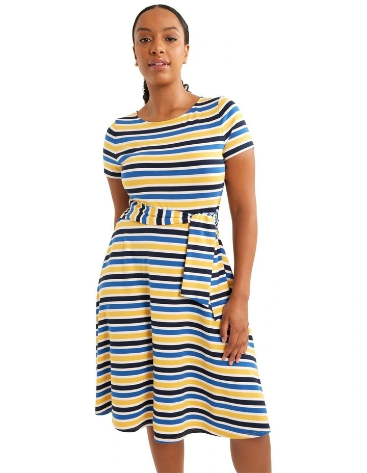 Riviera Stripe Jersey Dress In Ivory/Multi 4 Riviera Stripe Jersey Dress In Ivory/Multi - Image 2