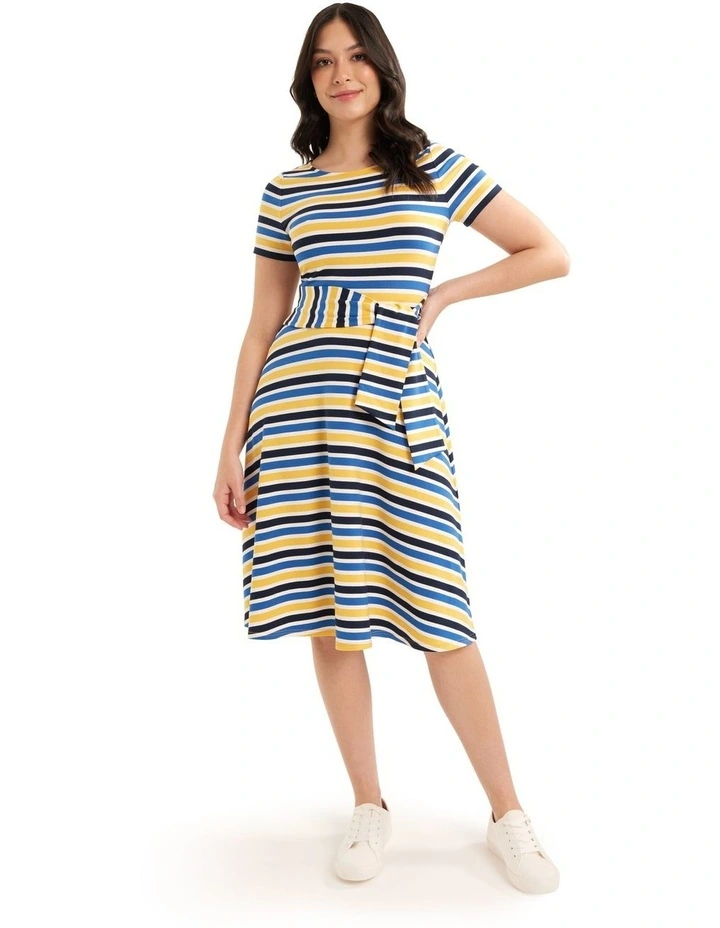 Riviera Stripe Jersey Dress In Ivory/Multi 6 Riviera Stripe Jersey Dress In Ivory/Multi - Image 4