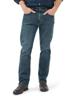 Winton Relaxed Fit Italian Denim Regular Leg In Mid Blue