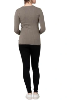 Zoe Button Up Nursing Knit In Olive -Myer Fashion Store 980164810 4 720x928