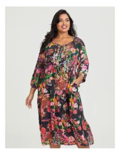 Natural Floral Paisley Dress In Multi
