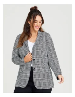 Check Knit Blazer In Black Multi -Myer Fashion Store 980552350 3 720x928