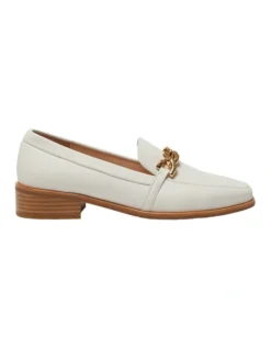 Dalton Flat Leather Loafers In Ivory