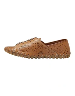 Talan Flat Shoes In Tan Leather -Myer Fashion Store 981178210 3 720x928
