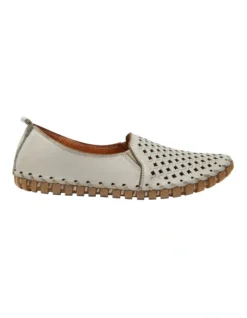 Tang Flat Shoes In Light Grey Leather