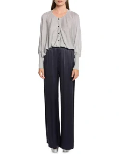 Precious Metal Knit Cardi In Silver