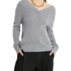 Moda Cashmere V Neck Knit Top In Grey -Myer Fashion Store 981254800 1 1 720x928