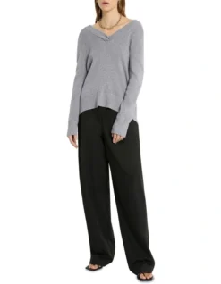 Moda Cashmere V Neck Knit Top In Grey 10 Moda Cashmere V Neck Knit Top In Grey -Myer Fashion Store 981254800 3 1 720x928