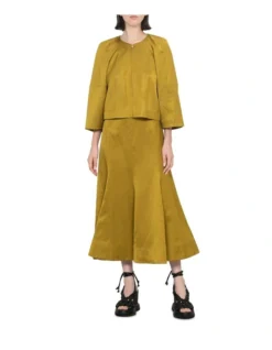 Viscose Linen Sateen Jacket In Yellow