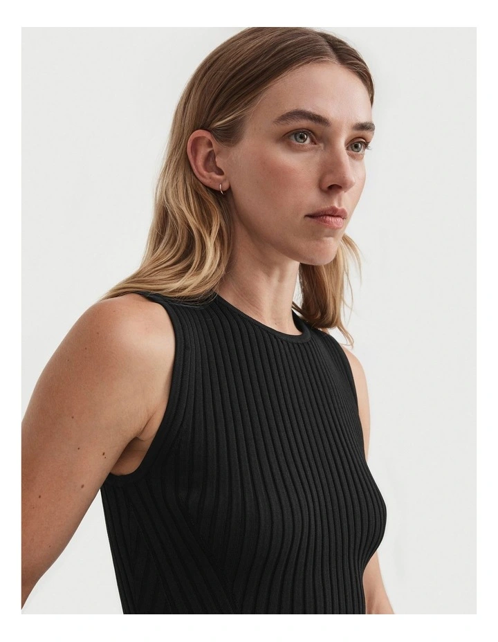 Crepe Rib Knit Tank In Black 3 Crepe Rib Knit Tank In Black