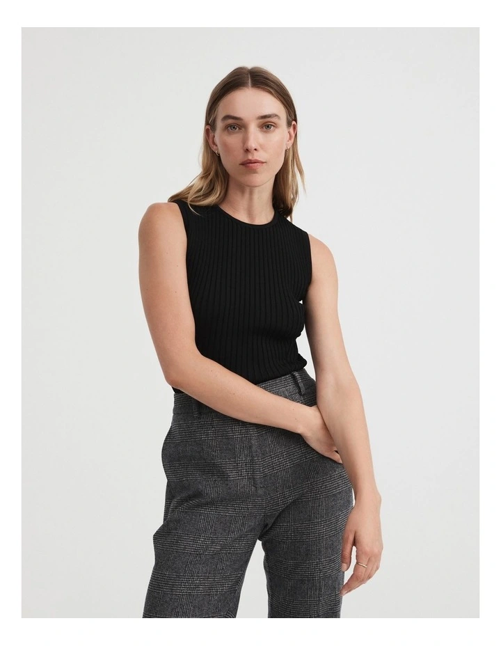 Crepe Rib Knit Tank In Black 5 Crepe Rib Knit Tank In Black - Image 3