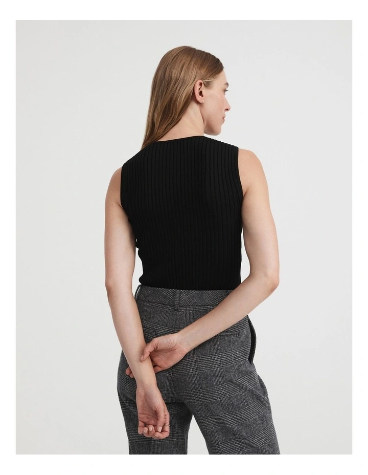 Crepe Rib Knit Tank In Black 6 Crepe Rib Knit Tank In Black - Image 4