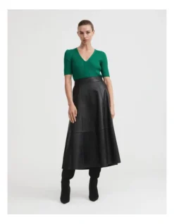 Rib V Neck Short Sleeve Knit In Aqua Green -Myer Fashion Store 981765640 3 720x928