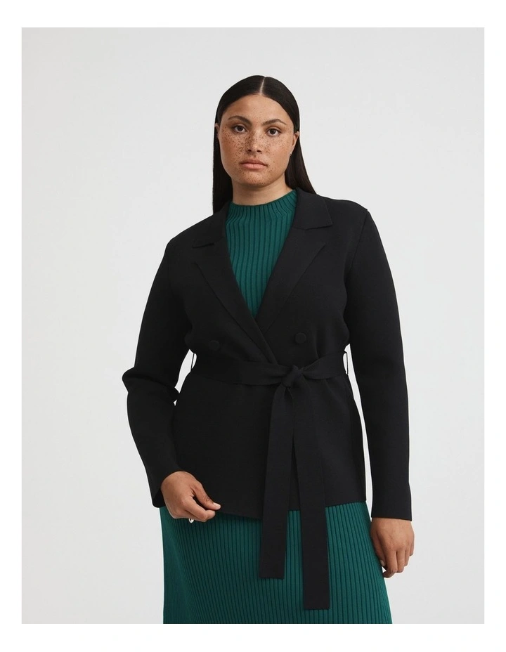 Crepe Knit Blazer In Black 3 Crepe Knit Blazer In Black