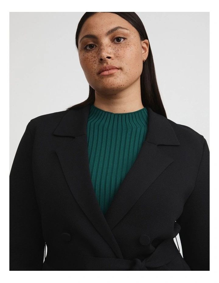 Crepe Knit Blazer In Black 4 Crepe Knit Blazer In Black - Image 2