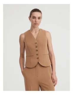 Classic Waistcoat In Camel