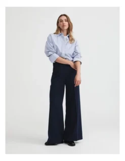 Classic Wide Leg Pant In Blue Night