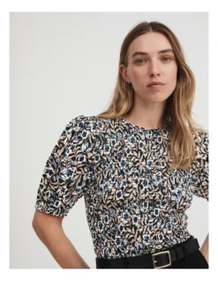 Midnight Floral Shirred In Black Floral