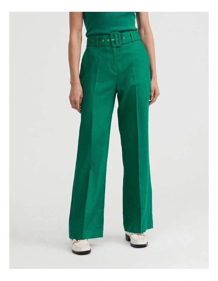 Linen Belted Trouser In Aqua Green 4 Linen Belted Trouser In Aqua Green - Image 2