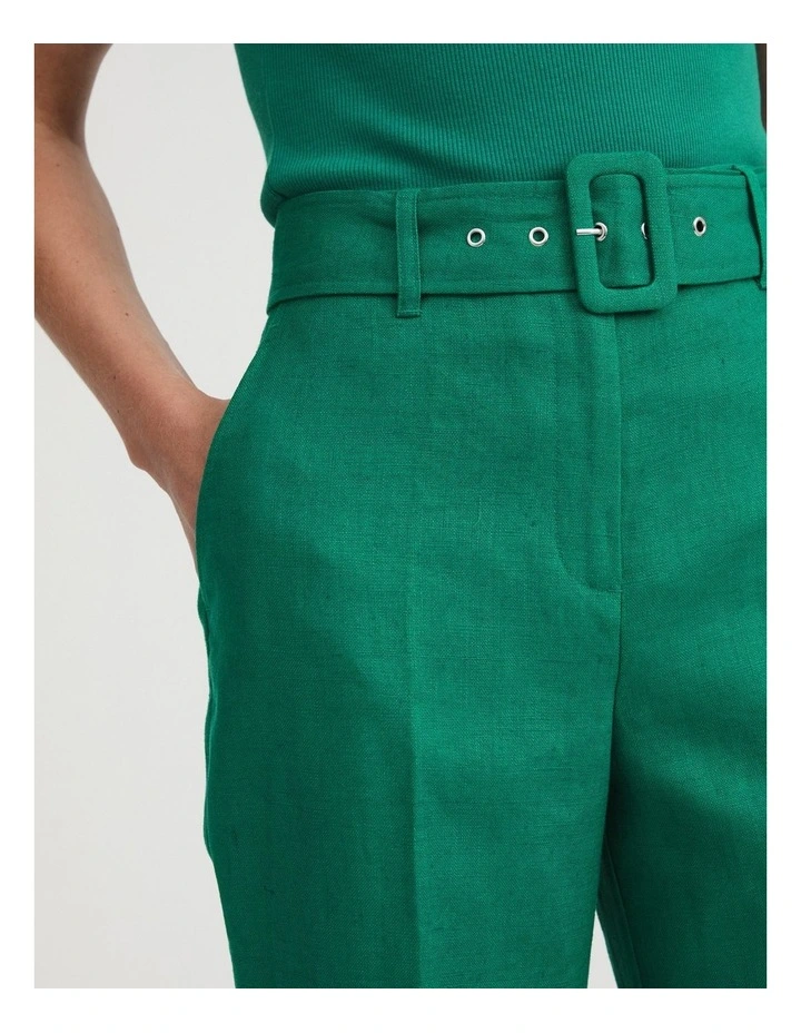 Linen Belted Trouser In Aqua Green 5 Linen Belted Trouser In Aqua Green - Image 3
