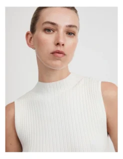 Knit Rib Mock Neck Dress In Chalk -Myer Fashion Store 981881020 3 720x928