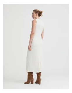 Knit Rib Mock Neck Dress In Chalk -Myer Fashion Store 981881020 4 720x928