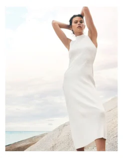 Knit Rib Mock Neck Dress In Chalk -Myer Fashion Store 981881020 5 720x928
