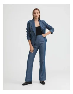 Yarn Dye Kick Flare Pant In French Blue -Myer Fashion Store 981883630 2 720x928