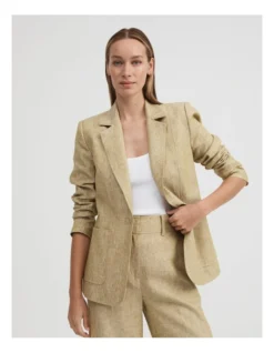 French Linen Seam Detail Single-breasted Blazer In Chartreuse -Myer Fashion Store 981884440 4 720x928
