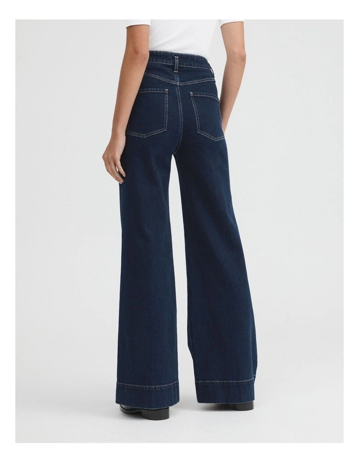 Pocket Detail Wide Leg Jean In Dark Indigo 6 Pocket Detail Wide Leg Jean In Dark Indigo - Image 4