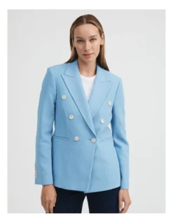 Acetate Blend Double-breasted Blazer In Dusty Blue -Myer Fashion Store 981885970 4 720x928