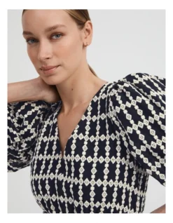 Embroidered Tiered Mini Dress In Blue Night -Myer Fashion Store 981888400 3 720x928