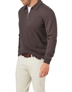 Elias 1/2 Zip Sweat In Coffee -Myer Fashion Store 982703710 3 720x928