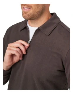 Elias 1/2 Zip Sweat In Coffee -Myer Fashion Store 982703710 4 720x928