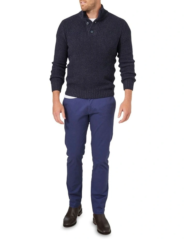 Oscar Button Neck Knit In Navy 4 Oscar Button Neck Knit In Navy - Image 2