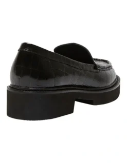 Abbott Flat Croc Print Leather Shoes In Black -Myer Fashion Store 982716220 4 720x928