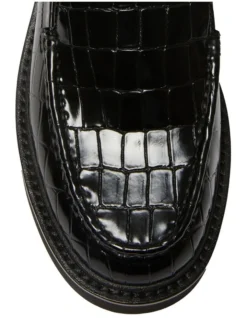 Abbott Flat Croc Print Leather Shoes In Black -Myer Fashion Store 982716220 7 720x928