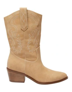 Saloon Western Boots In Camel Micro