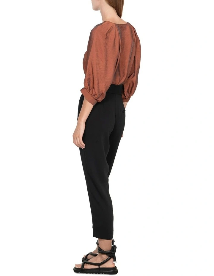 Smooth Twill Belted Crop Pant In Black 4 Smooth Twill Belted Crop Pant In Black - Image 2