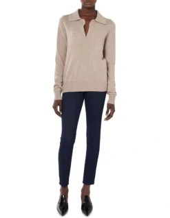 Cashmere Knitted Polo In Beige