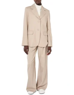 Tailored Wool Blazer In Beige