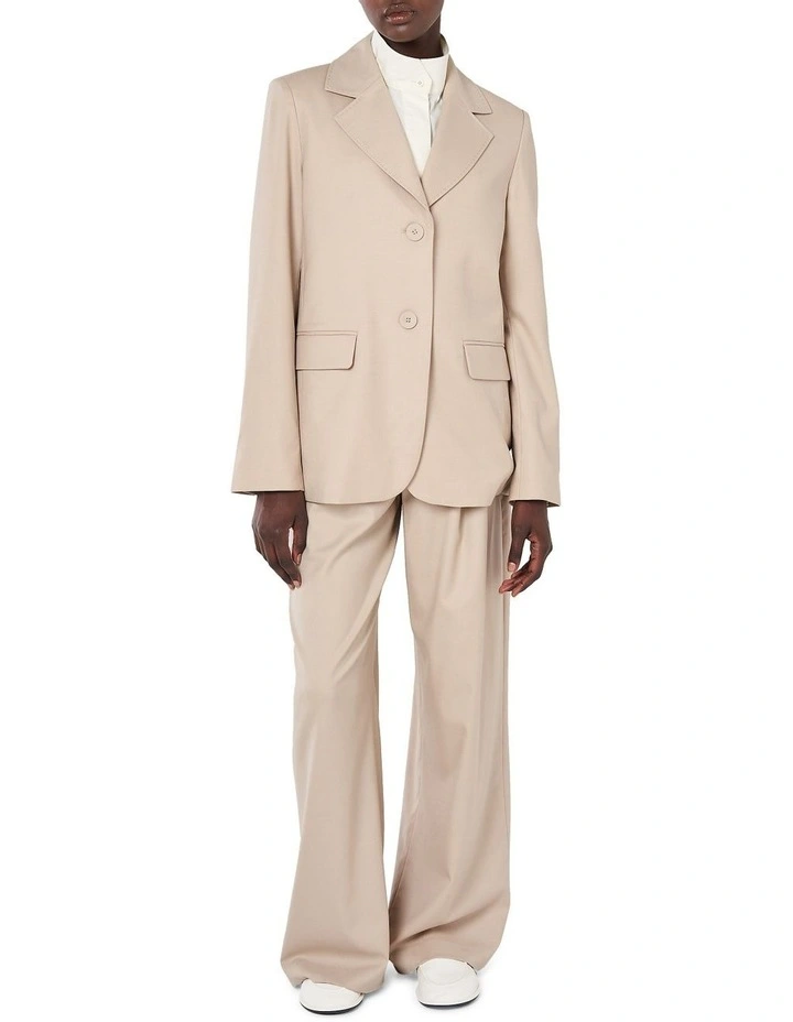 Tailored Wool Blazer In Beige 3 Tailored Wool Blazer In Beige