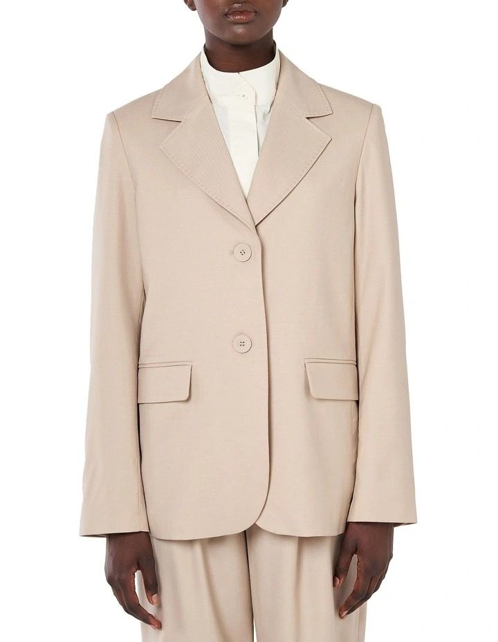 Tailored Wool Blazer In Beige 5 Tailored Wool Blazer In Beige - Image 3