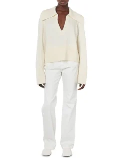 Merino Wool Polo In Cream