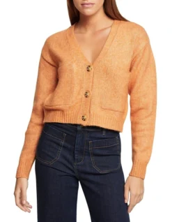Oxford Petra Crop Cardigan In Orange