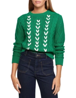 Oxford Lucy Ribbon Knit Pullover In Green -Myer Fashion Store 986072500 5 720x928